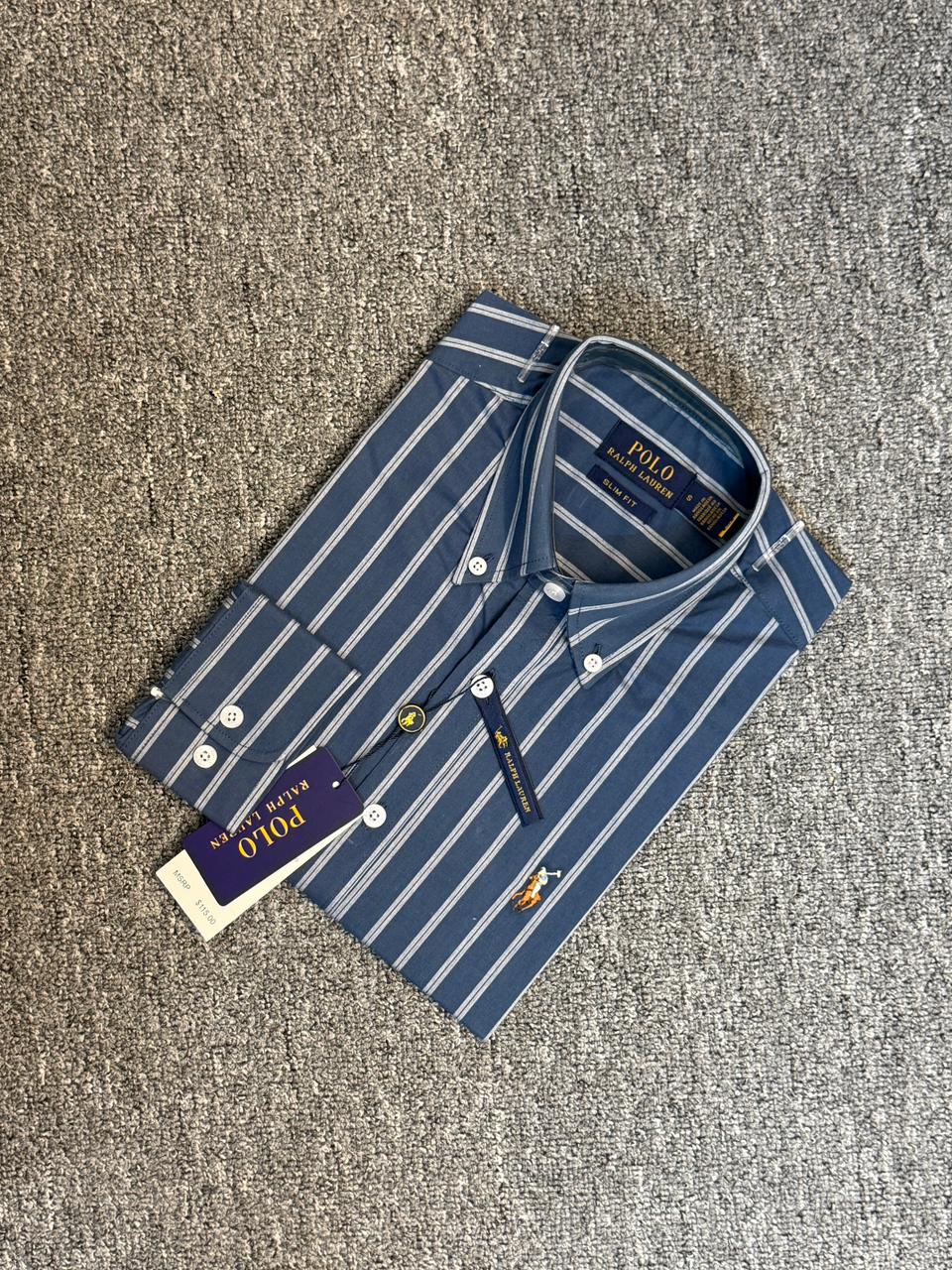 RL Petrol Blue Stripe Shirt