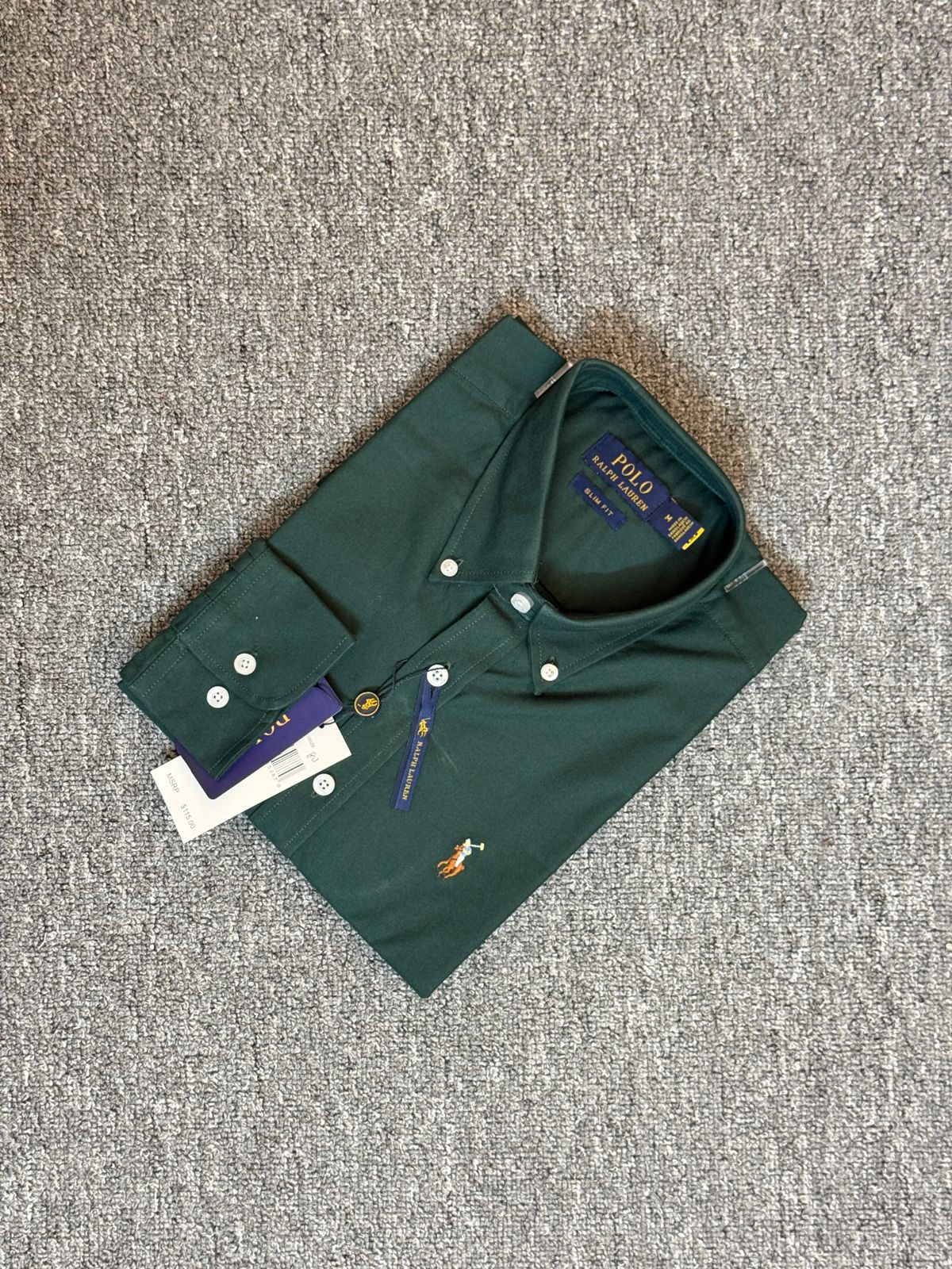 RL Bottle Green Solid Shirt alternate view