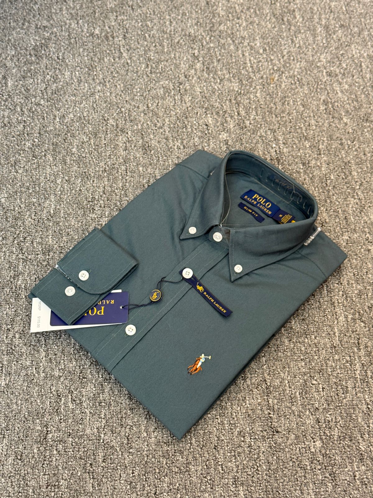 RL Teal color solid shirt alternate view