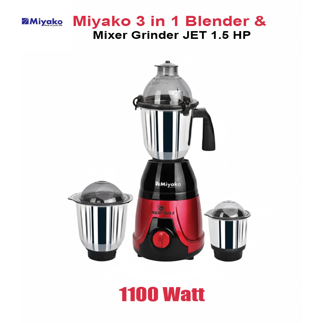Miyako 3 in 1 Blender & Mixer Grinder JET 1.5 HP | 1100 Watt 9মিয়াকো ৩ ইন ১ ব্লেন্ডার এবং মিক্সার গ্রাইন্ডার জেট ১.৫ এইচপি | ১১০০ ওয়াট)