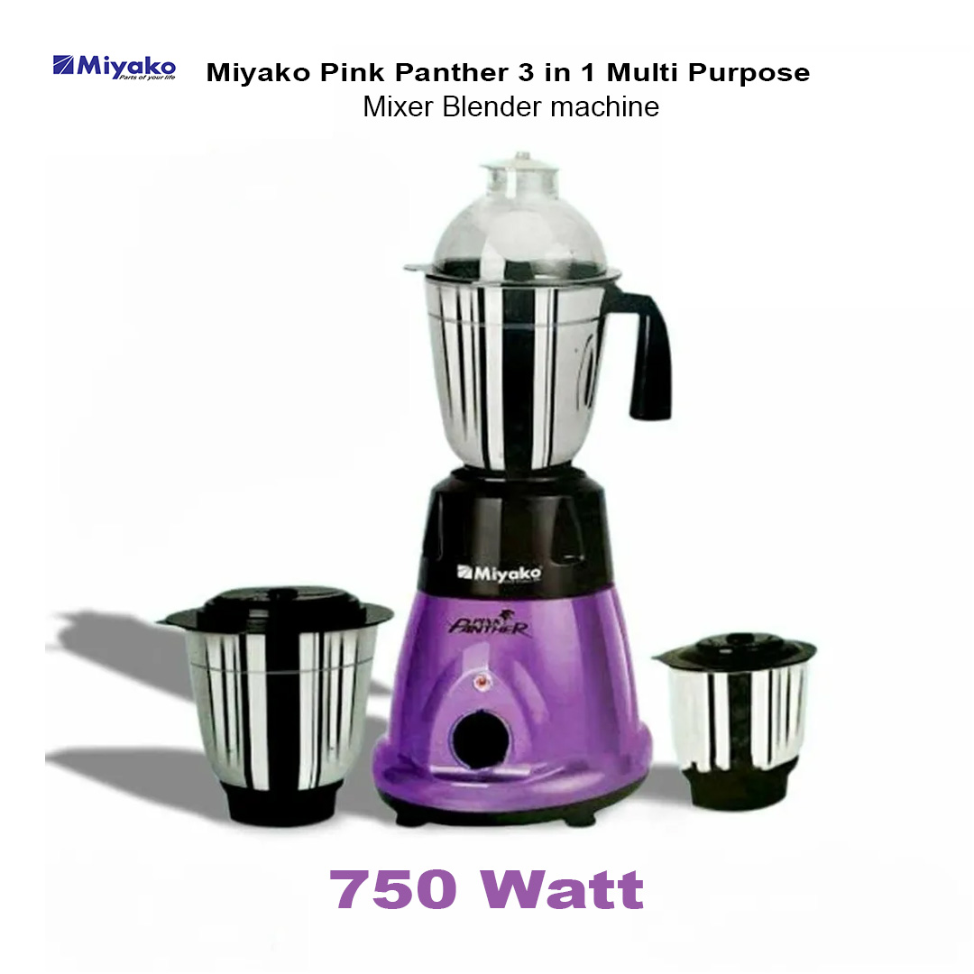 Miyako Pink Panther 3 in 1 Multi Purpose Mixer Blender machine- 750 Watt(মিয়াকো পিঙ্ক প্যান্থার ৩ ইন ১ মাল্টি পারপাস মিক্সার ব্লেন্ডার মেশিন - ৭৫০ ওয়াট)