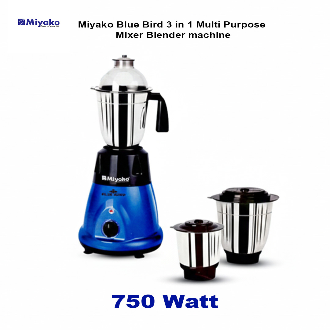 Miyako Blue Bird 3 in 1 Multi Purpose Mixer Blender machine-750 Watt No Ratings(মিয়াকো ব্লু বার্ড ৩ ইন ১ মাল্টি পারপাস মিক্সার ব্লেন্ডার মেশিন-৭৫০ ওয়াট কোন রেটিং নেই)